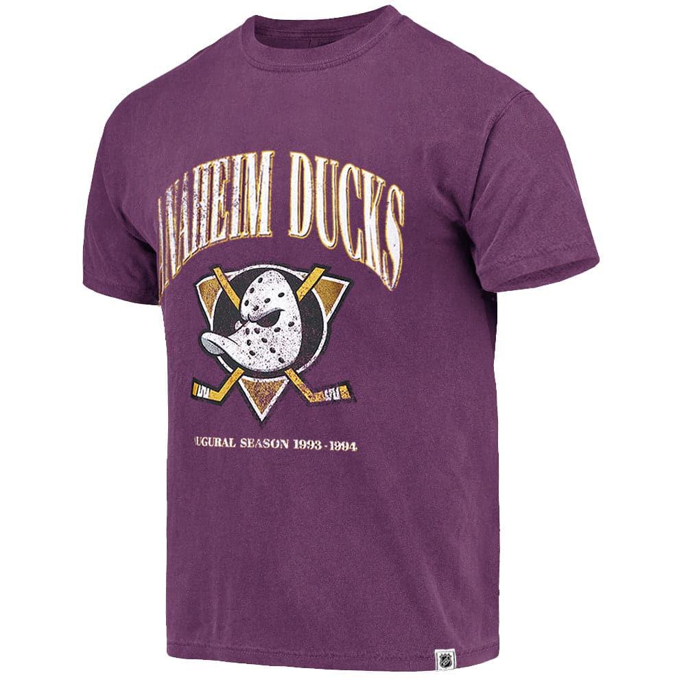 Majestic Athletic T-Shirts Anaheim Mighty Ducks Majestic NHL Crest Arch Vintage T-Shirt - Faded Purple