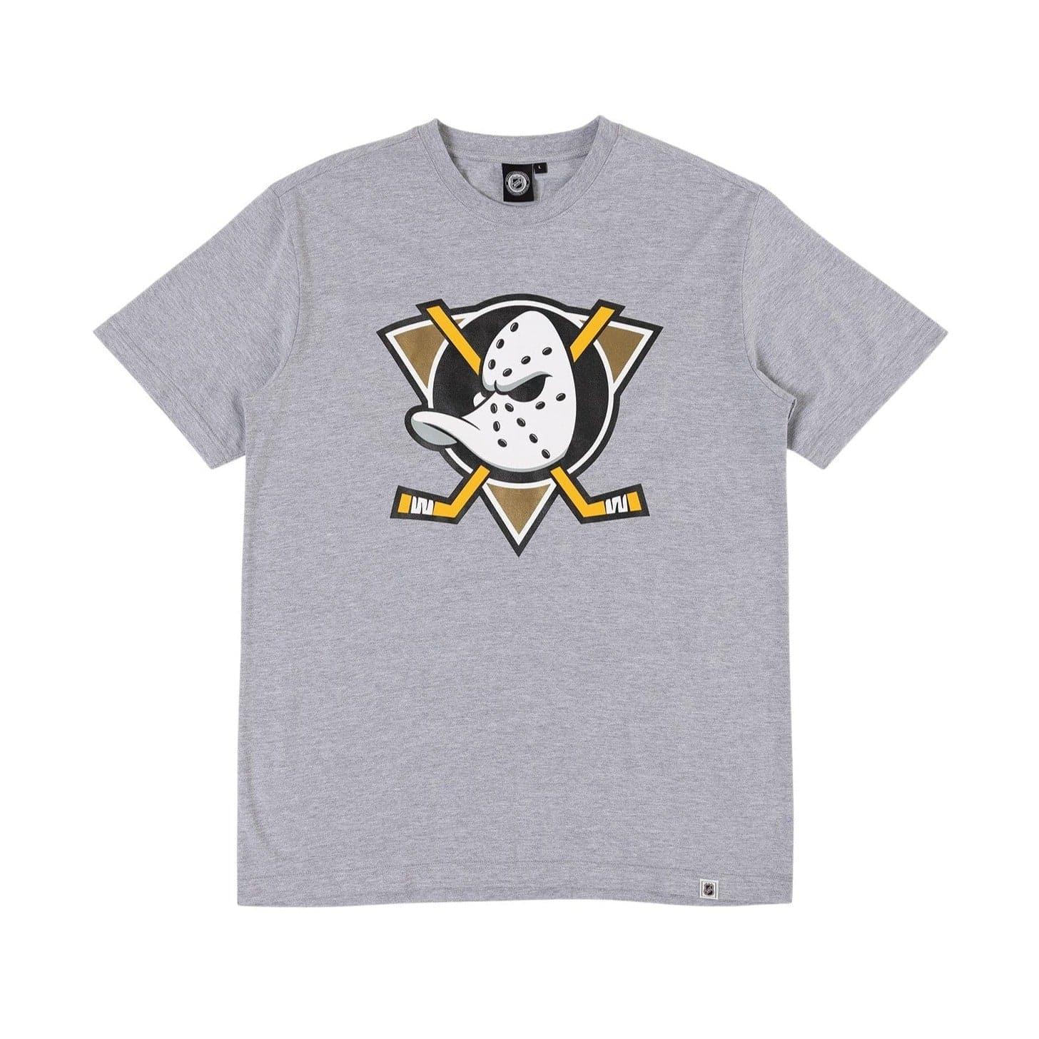 Majestic Athletic T-Shirts Anaheim Mighty Ducks Majestic NHL Team Logo T-Shirt - Grey Marle