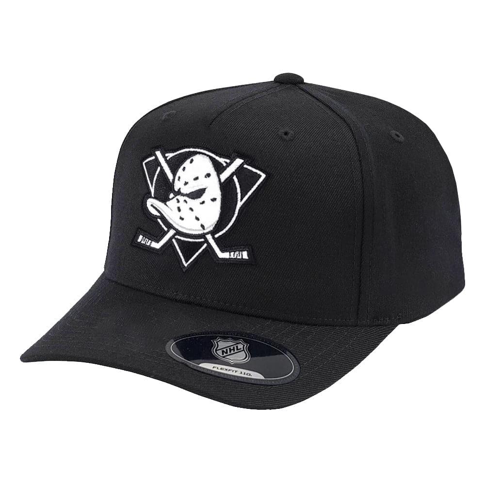 NHL Branded Caps Anaheim Mighty Ducks NHL Black & White Logo 110 Curve Snapback Hat - Black