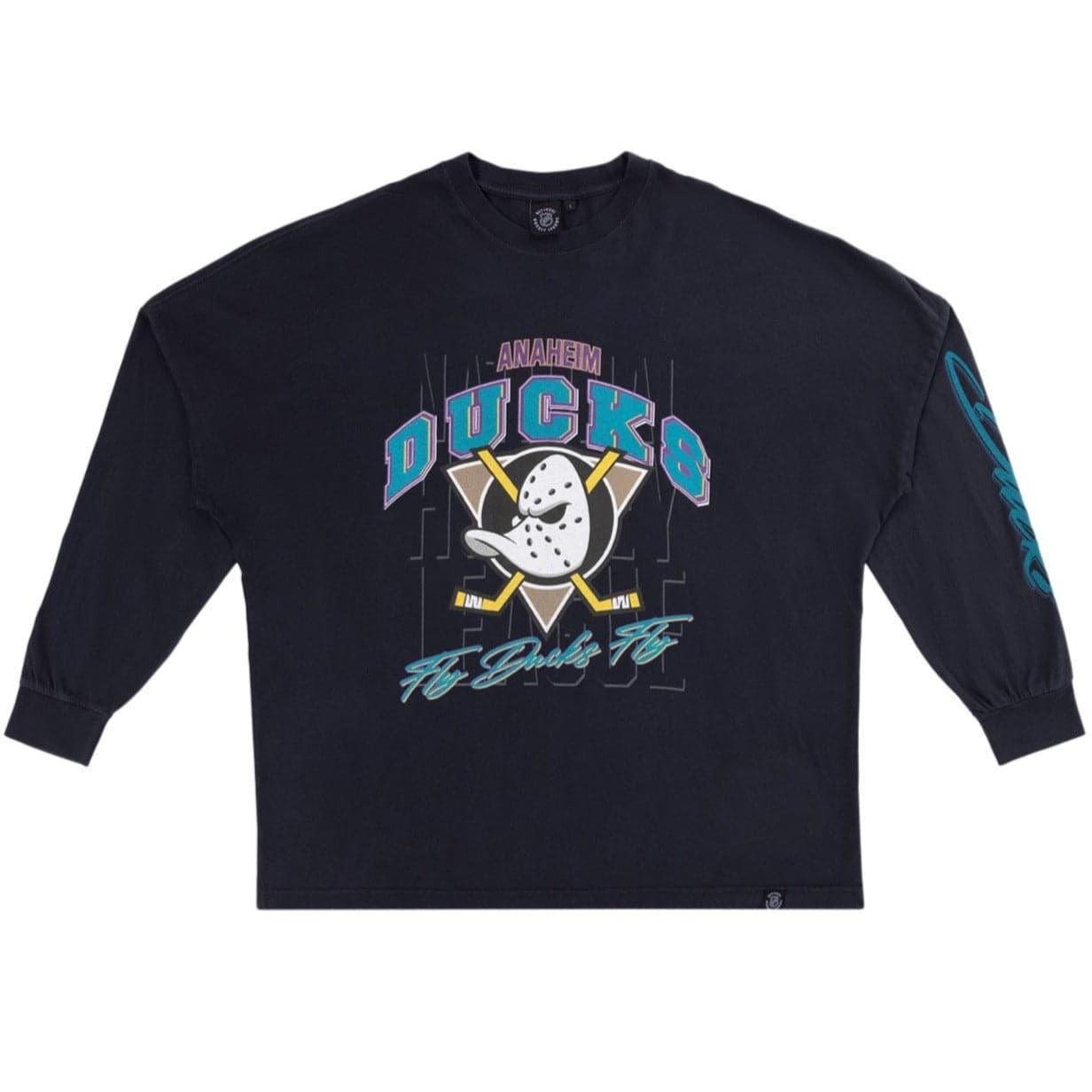 NHL Branded T-Shirts Anaheim Mighty Ducks NHL Fly Vintage Long Sleeve T-Shirt - Faded Black