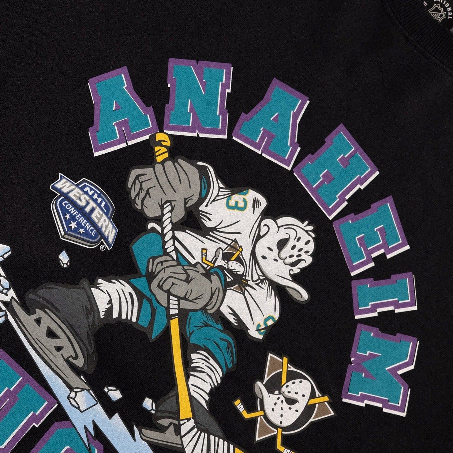 NHL Branded Jumpers Anaheim Mighty Ducks NHL Ice Player Graphic Crew Jumper - Faded Black