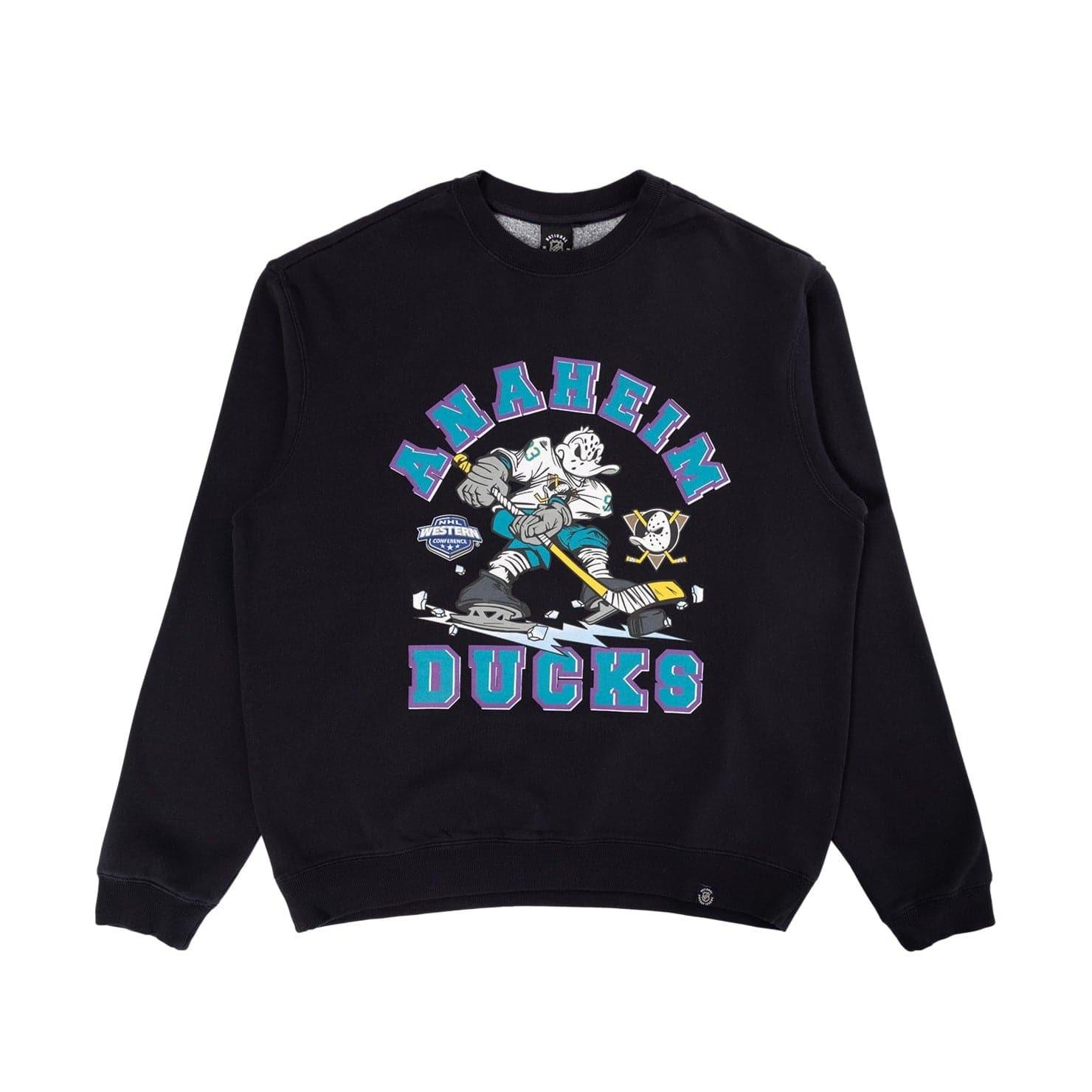 NHL Branded Jumpers Anaheim Mighty Ducks NHL Ice Player Graphic Crew Jumper - Faded Black