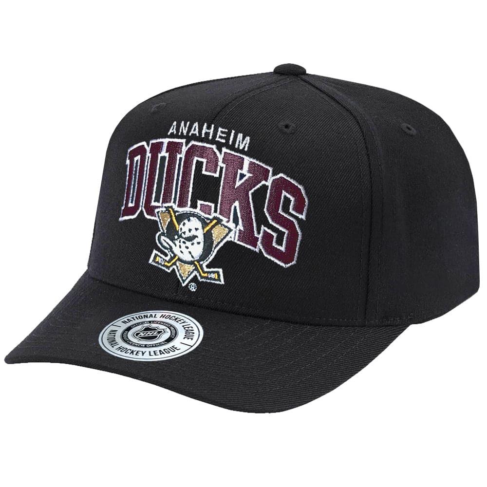 NHL Branded Caps Anaheim Mighty Ducks NHL Team Arch Brushed Pro Crown Curved Snapback Hat - Black