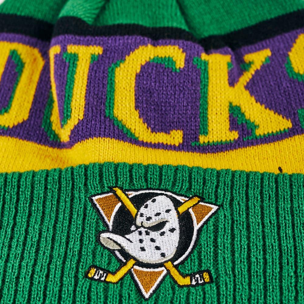 NHL Branded Beanies Anaheim Mighty Ducks NHL Throwback Pom Knit Beanie - Green