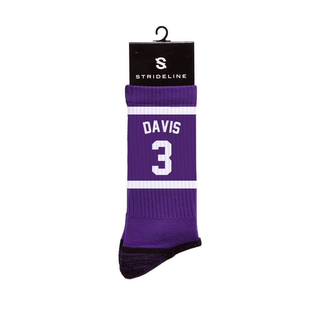Strideline Socks M/L (8-12 US) Anthony Davis Los Angeles Lakers Strideline NBA Sherzy Premium Crew Socks - Purple