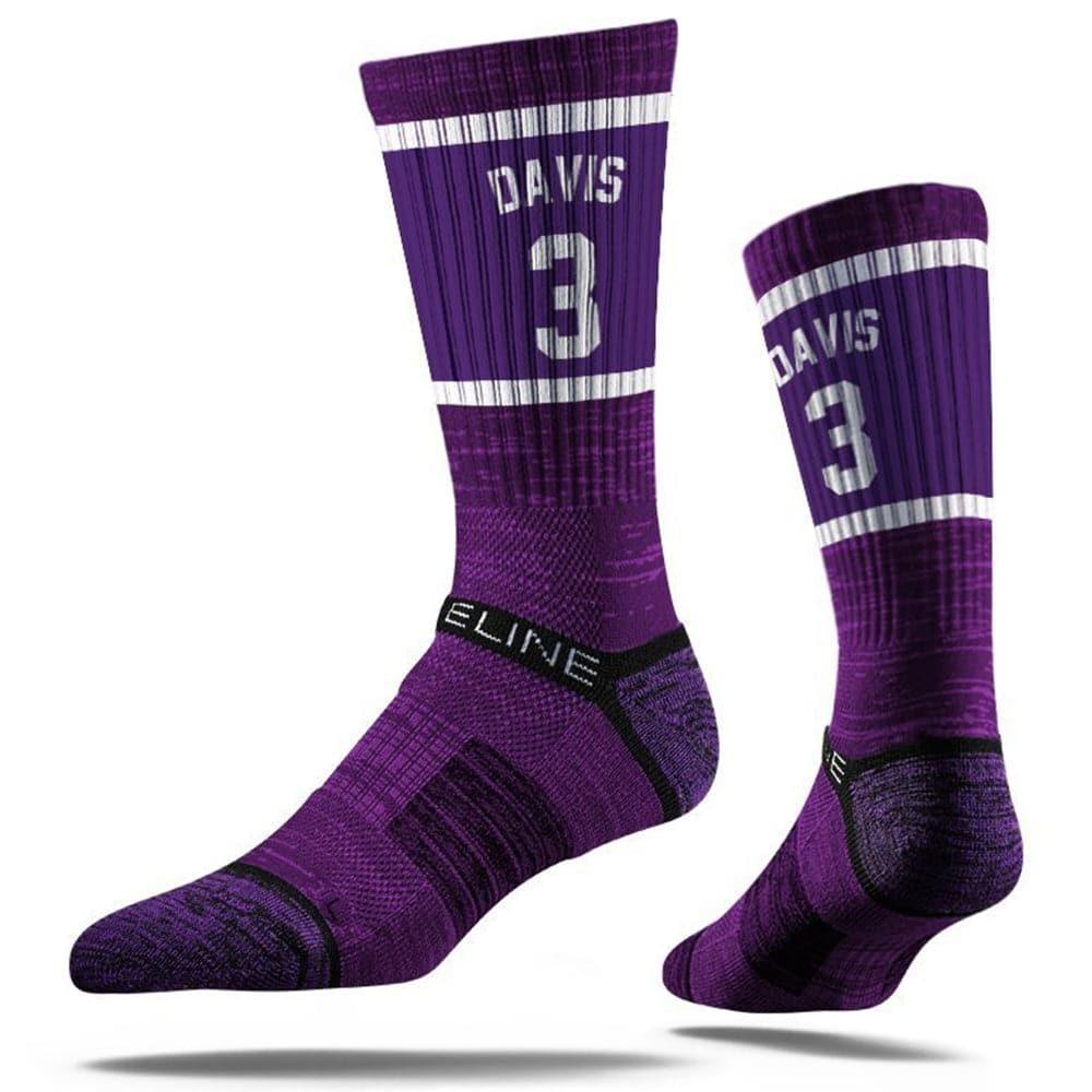 Strideline Socks M/L (8-12 US) Anthony Davis Los Angeles Lakers Strideline NBA Sherzy Premium Crew Socks - Purple