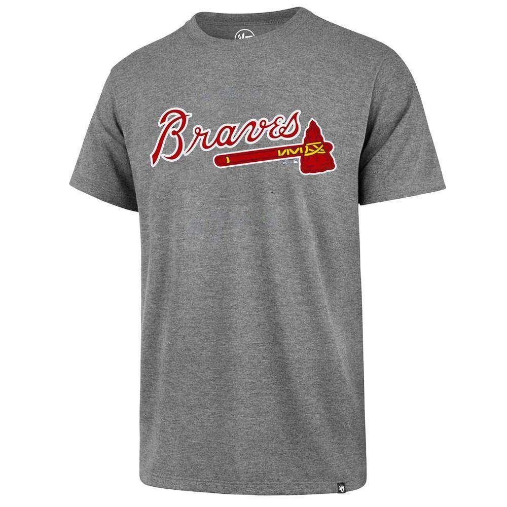 47 Brand T-Shirts Atlanta Braves '47 MLB Wordmark Splitter T-Shirt - Grey