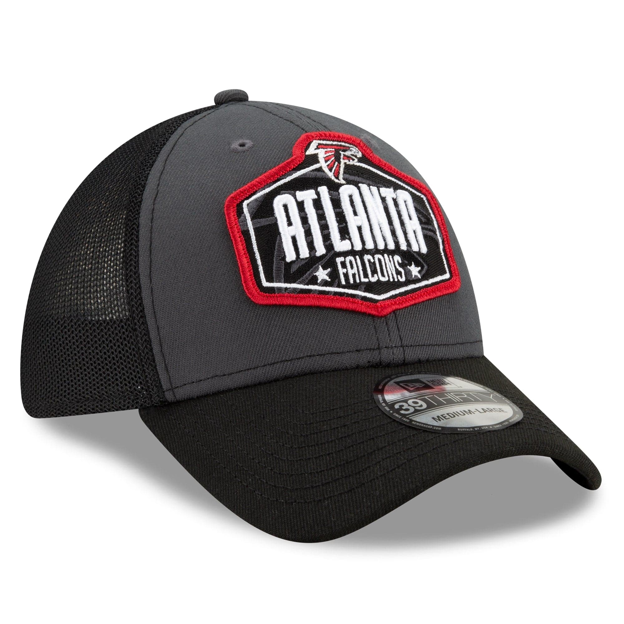 New Era Caps Atlanta Falcons New Era 2021 NFL Draft 39THIRTY Flex Fit Curve Hat - Graphite