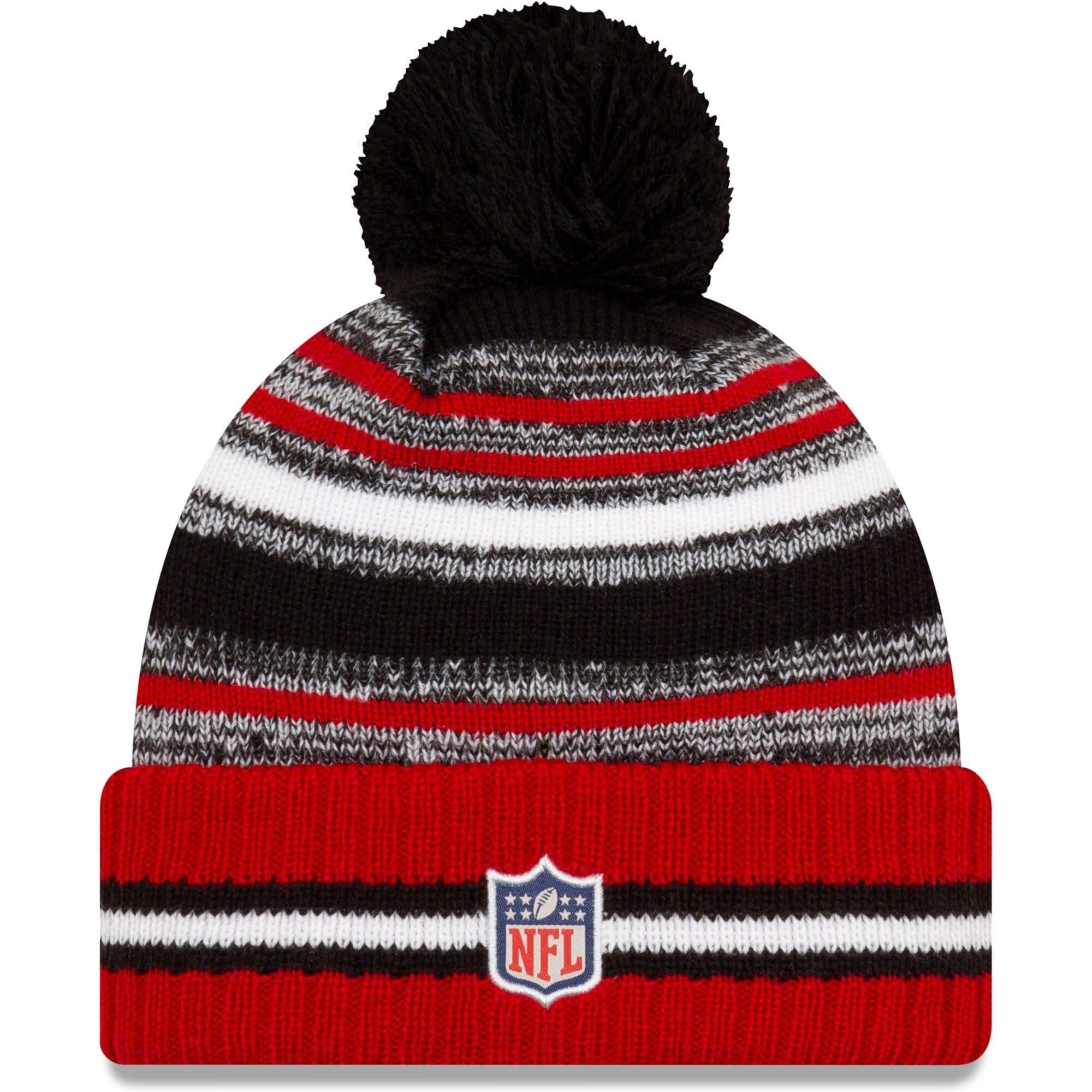 New Era Beanies Atlanta Falcons New Era NFL 2021 Sideline Team Pom Knit Beanie - Black
