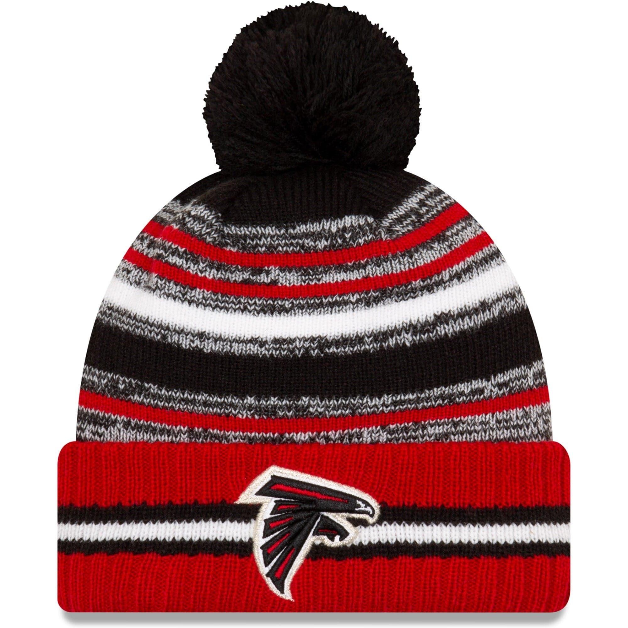 New Era Beanies Atlanta Falcons New Era NFL 2021 Sideline Team Pom Knit Beanie - Black