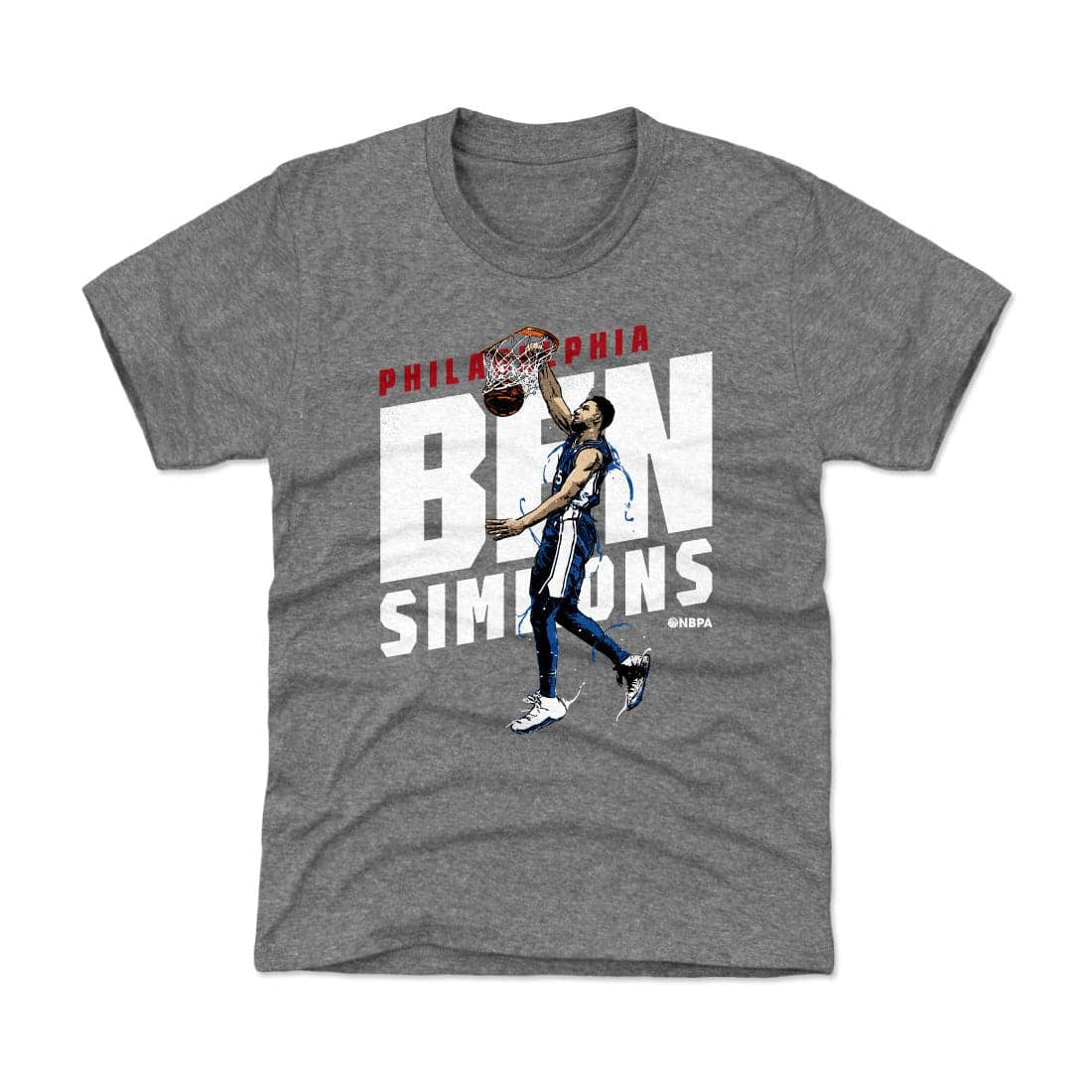 Kids/Youths Ben Simmons Philadelphia 76ers 500 Level NBA Slant T-Shirt - Grey