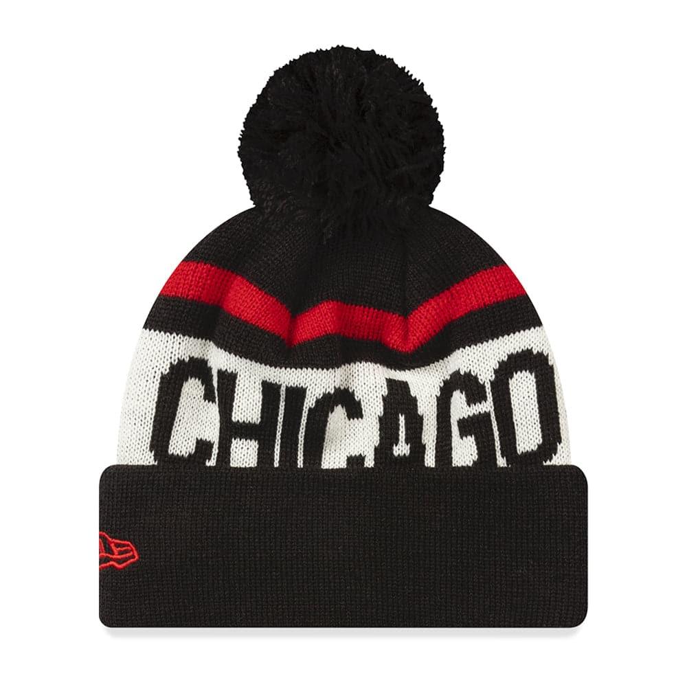 Youths Chicago Bulls New Era NBA Team Stone Stripe Knit Beanie - Black