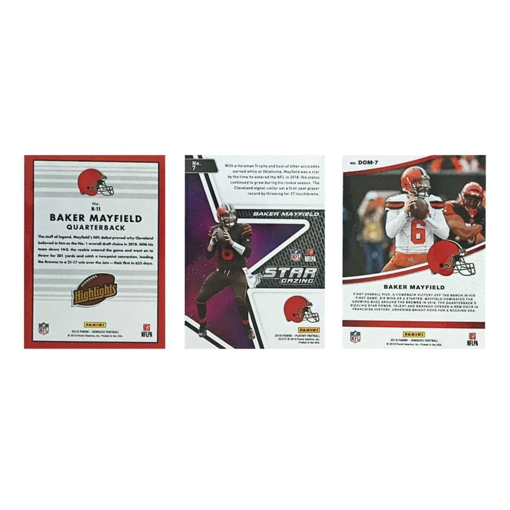 Panini Cards Baker Mayfield Cleveland Browns Panini NFL 3 Insert Card Set