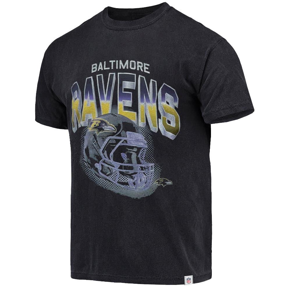 Majestic Athletic T-Shirts Baltimore Ravens Majestic NFL 3D Helmet Vintage T-Shirt - Faded Black