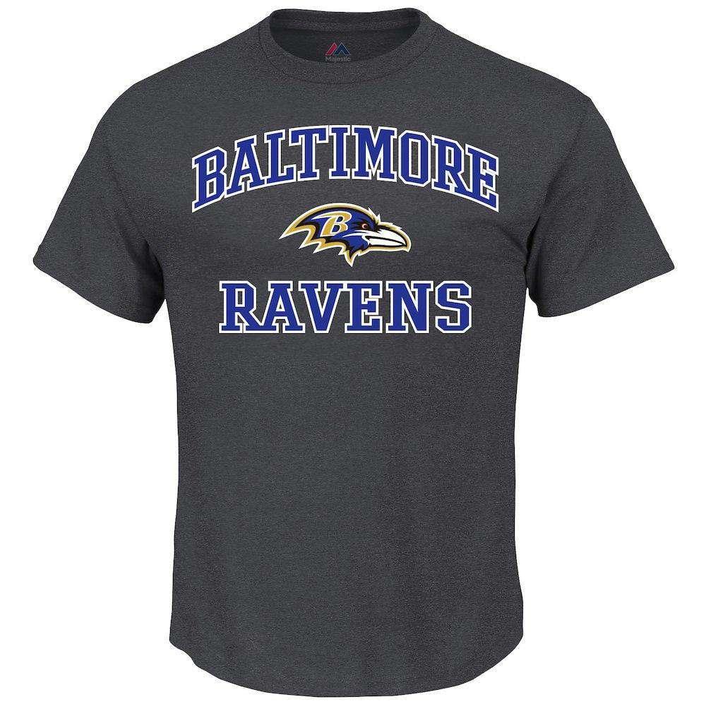 Majestic Athletic T-Shirts Baltimore Ravens Majestic NFL Heart & Soul T-Shirt - Charcoal
