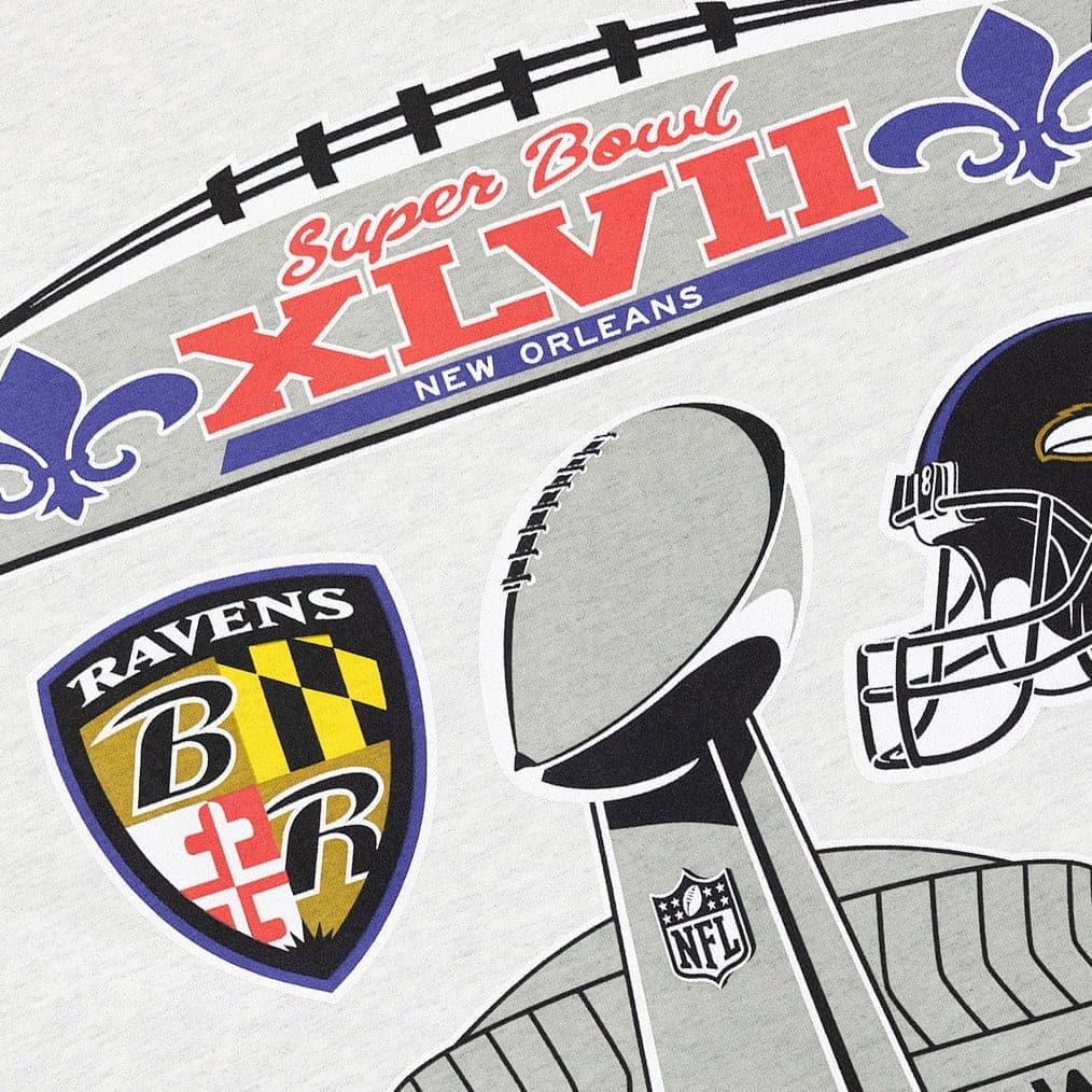 Mitchell And Ness T-Shirts Baltimore Ravens Mitchell & Ness NFL SB XLVII Champs Vintage T-Shirt - White Marle
