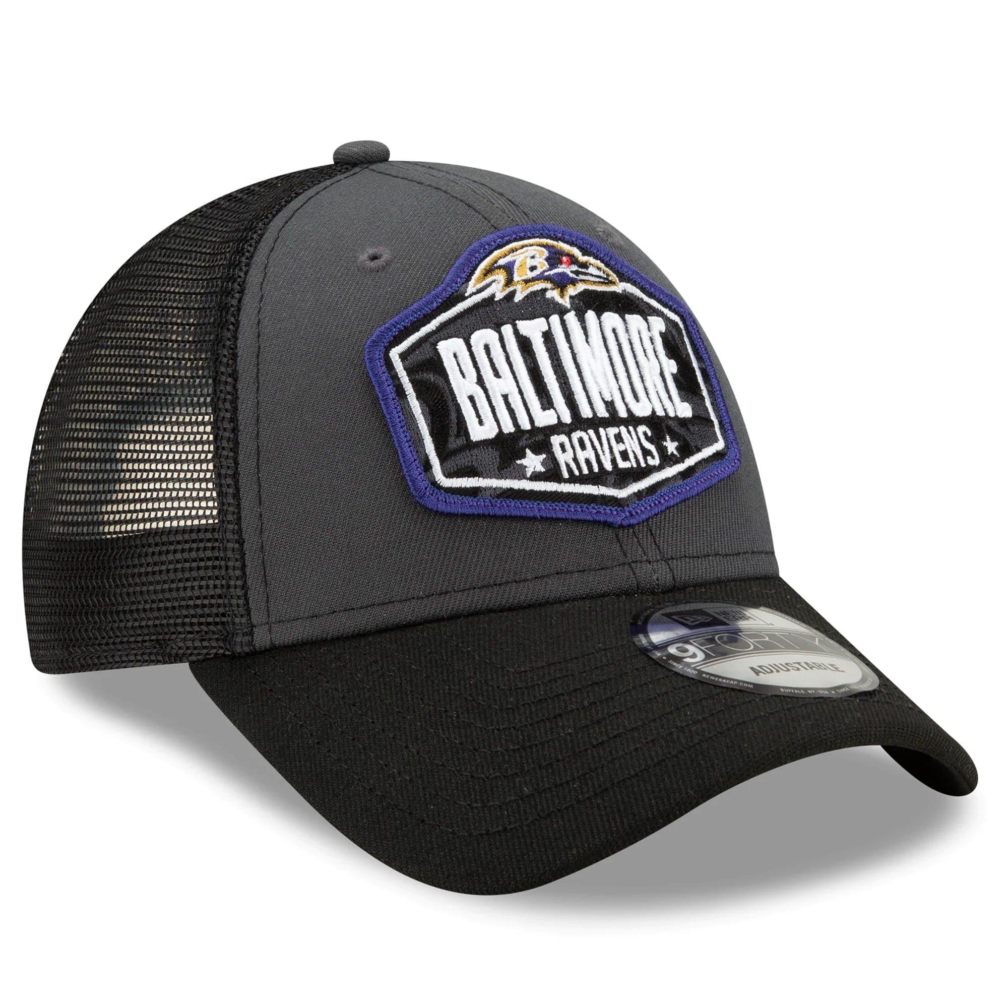 New Era Caps Baltimore Ravens New Era 2021 NFL Draft 9FORTY Snapback Curve Hat - Graphite