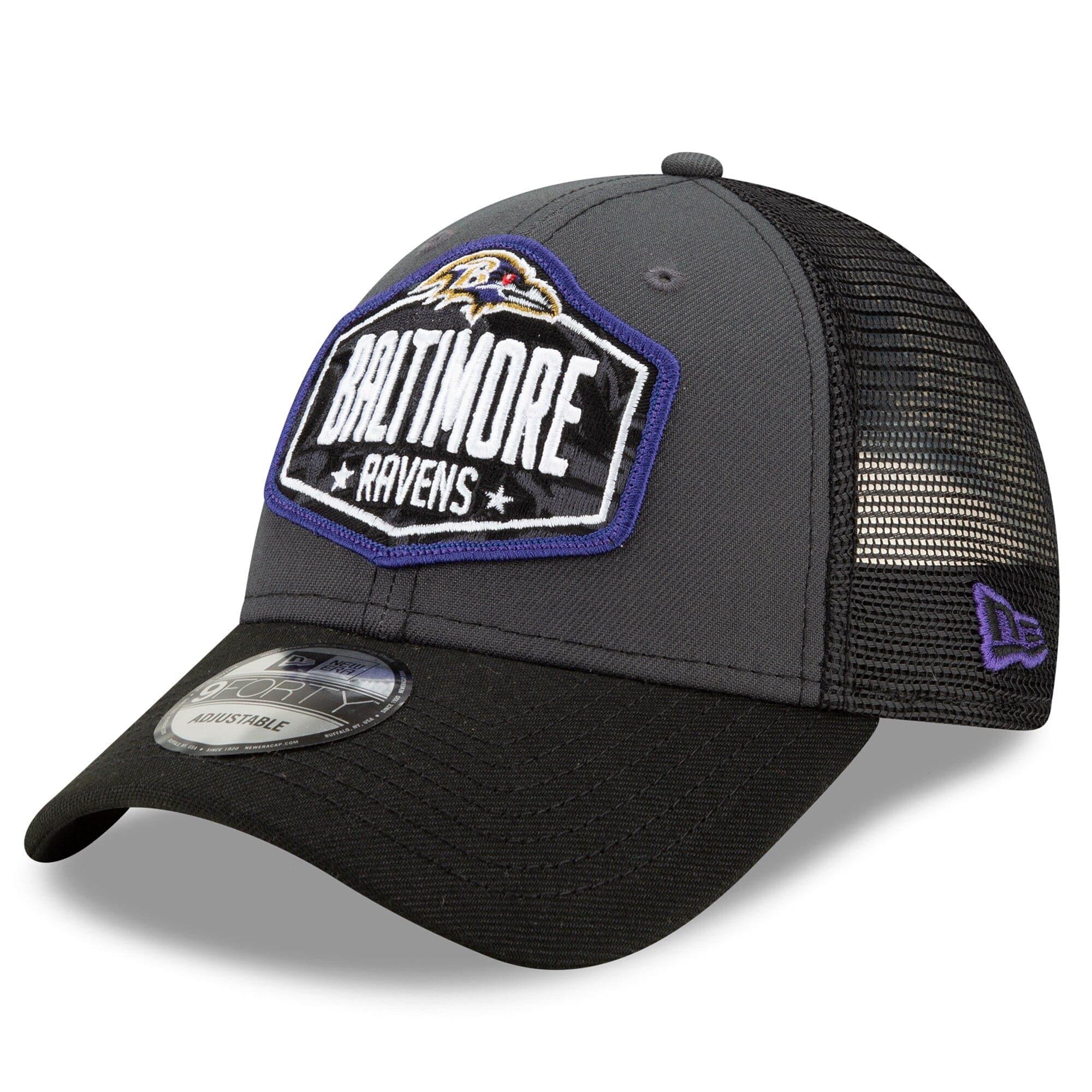 New Era Caps Baltimore Ravens New Era 2021 NFL Draft 9FORTY Snapback Curve Hat - Graphite