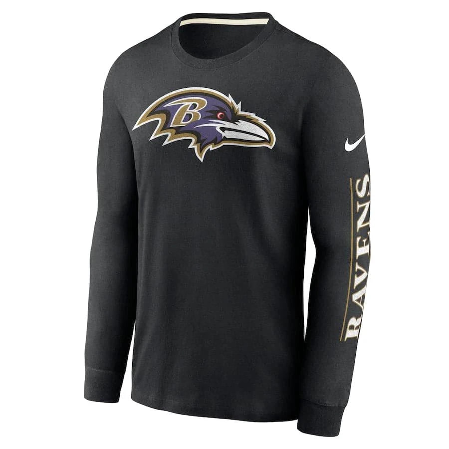 Nike T-Shirts Baltimore Ravens Nike NFL Historic Long Sleeve Tri-Blend T-Shirt - Black