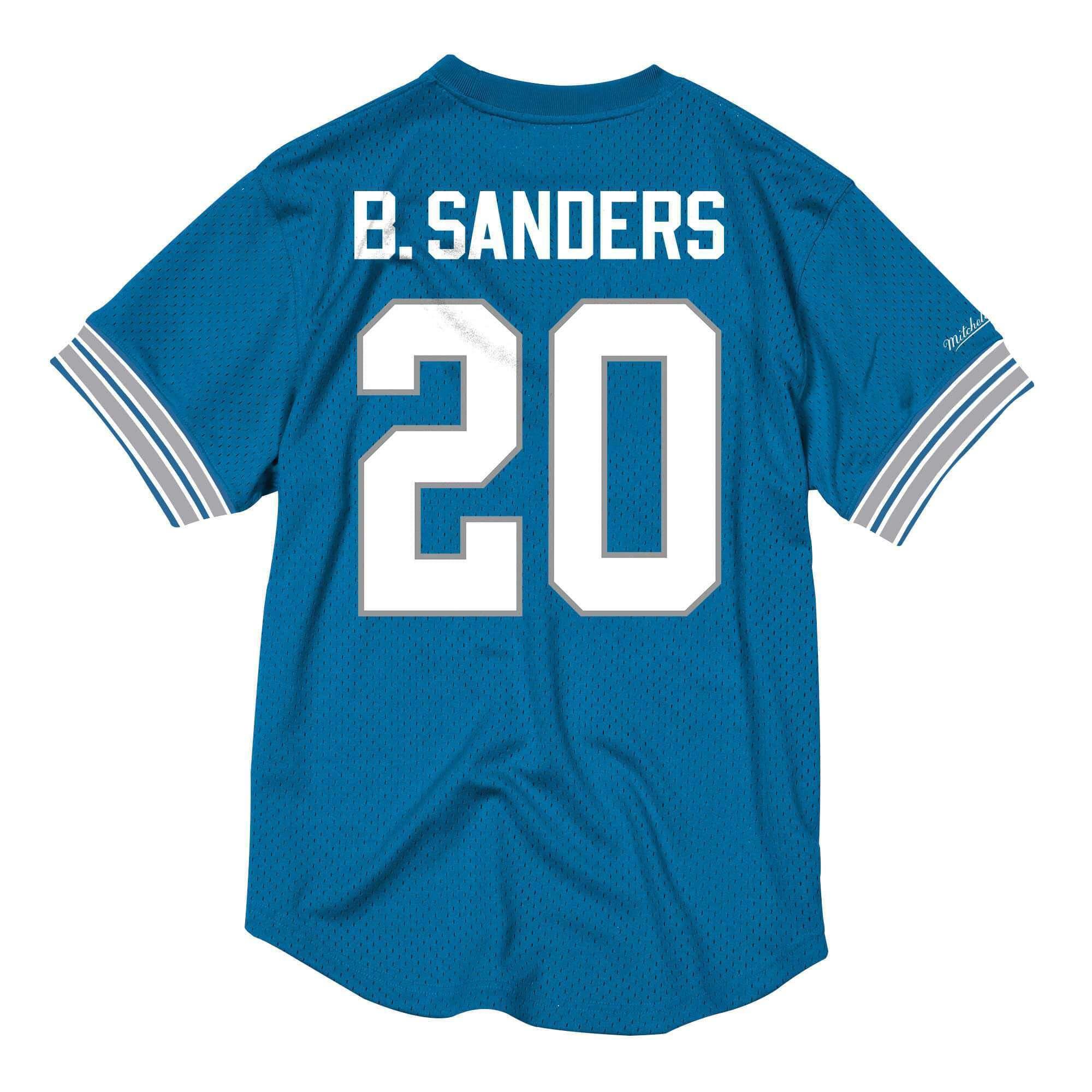 Mitchell And Ness T-Shirts Barry Sanders Detroit Lions Mitchell & Ness NFL Name Number Mesh Crew - Blue