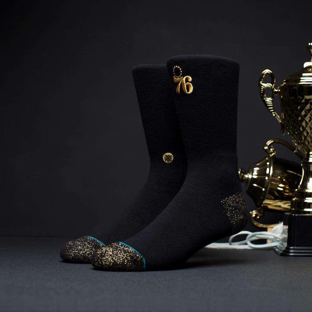 Philadelphia 76ers Stance NBA Gold Trophy Crew Socks - Black