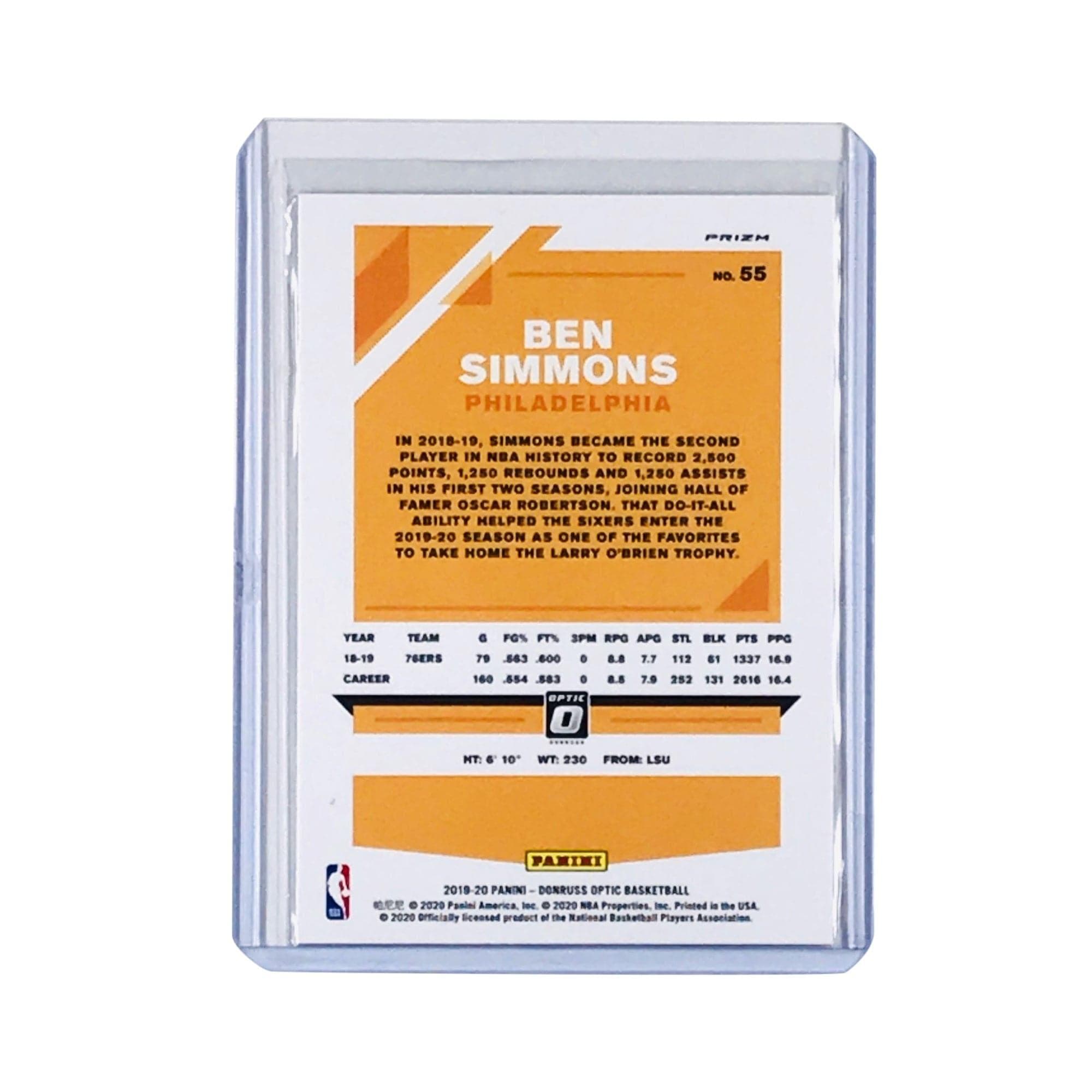 Panini Cards Ben Simmons Philadelphia 76ers 2019-20 Panini Optic NBA Purple Holo Card