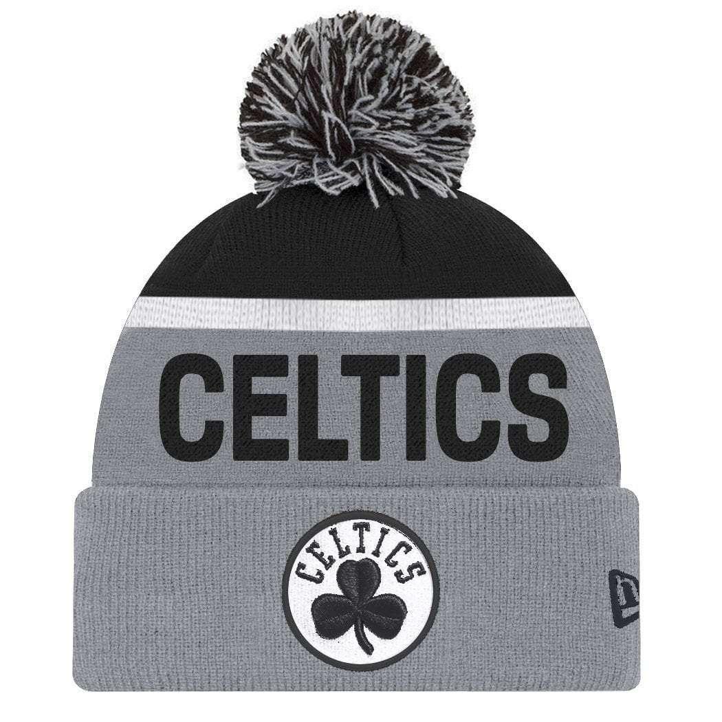 Boston Celtics New Era NBA Team Monochrome Knit Beanie - Grey