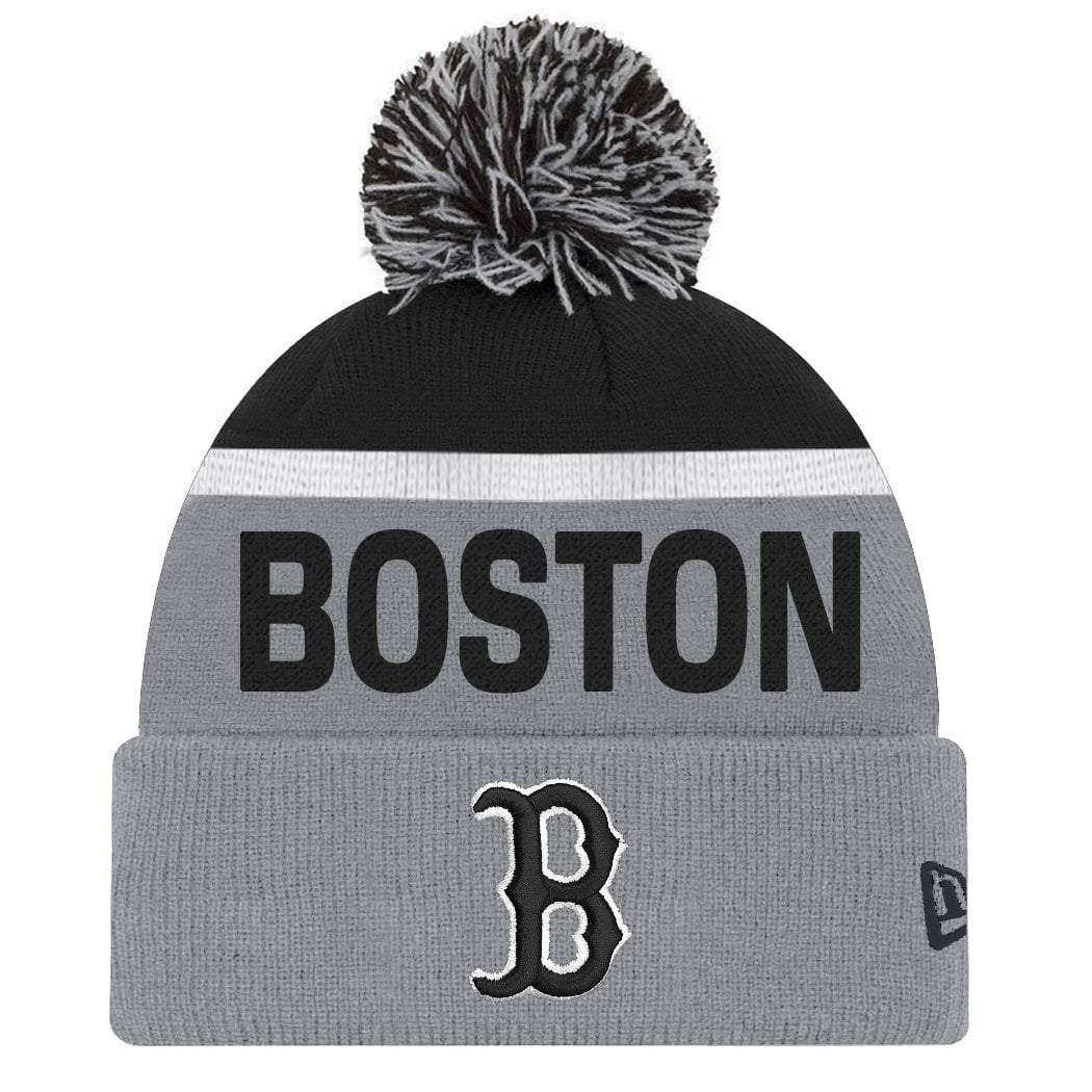 Boston Red Sox New Era MLB Team Monochrome Knit Beanie - Grey