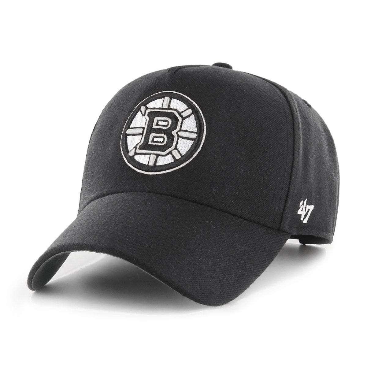 47 Brand Caps Boston Bruins '47 NHL Black & White MVP DT Pinch Curve Snapback Hat