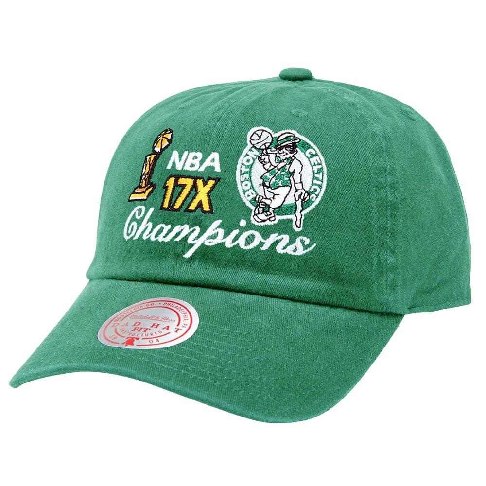 Mitchell And Ness Caps Boston Celtics Mitchell & Ness NBA 17 x Champs Strapback Dad Hat - Green