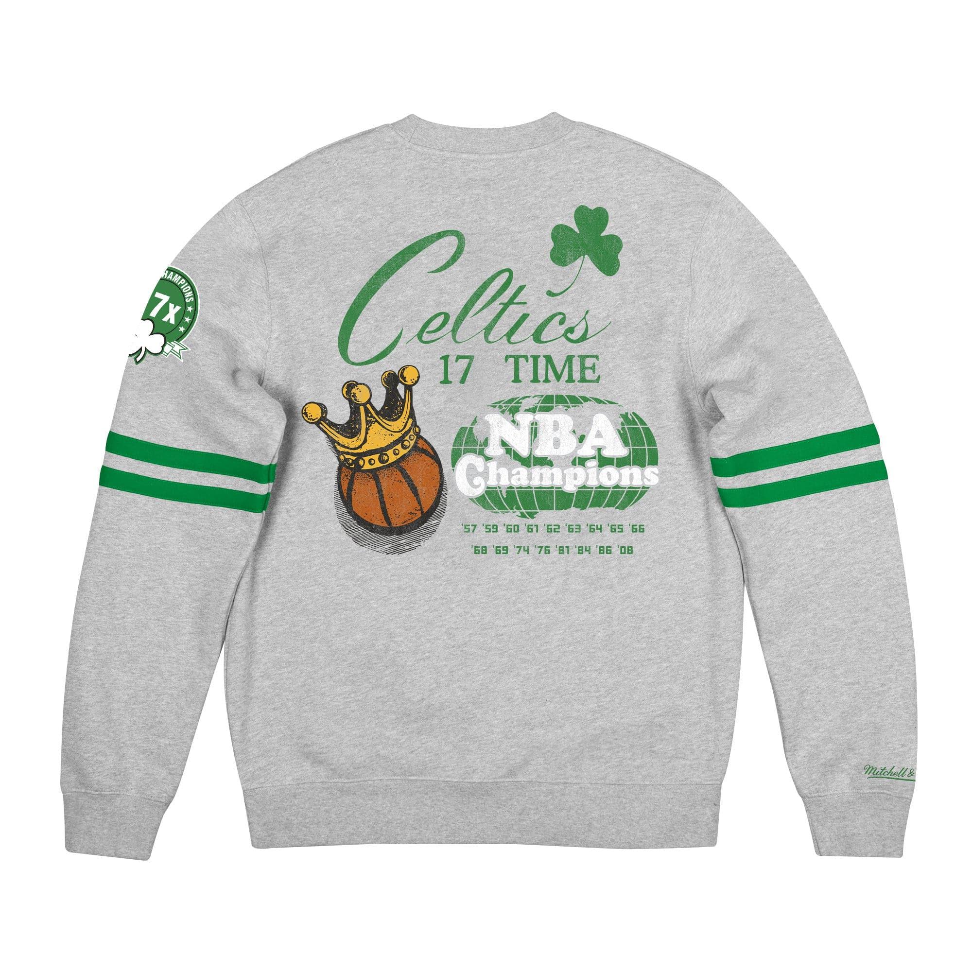 Mitchell And Ness Jumpers Boston Celtics Mitchell & Ness NBA All Over Champs Premium Crew Jumper - Grey