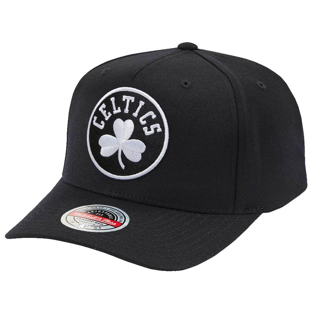 Mitchell And Ness Caps Boston Celtics Mitchell & Ness NBA Black & White Classic Red Curve Snapback Hat
