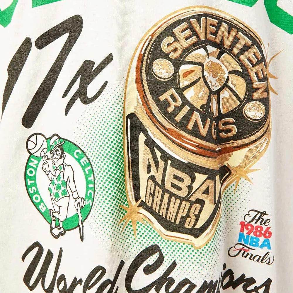 Mitchell And Ness T-Shirts Boston Celtics Mitchell & Ness NBA Bling Rings Vintage T-Shirt - White