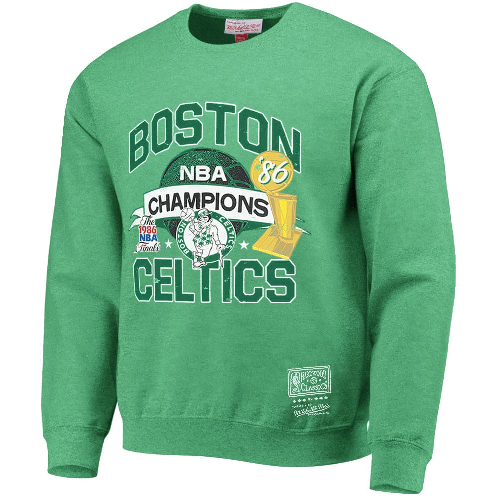 Mitchell And Ness Jumpers Boston Celtics Mitchell & Ness NBA Champs History Vintage Crew Jumper - Faded Green
