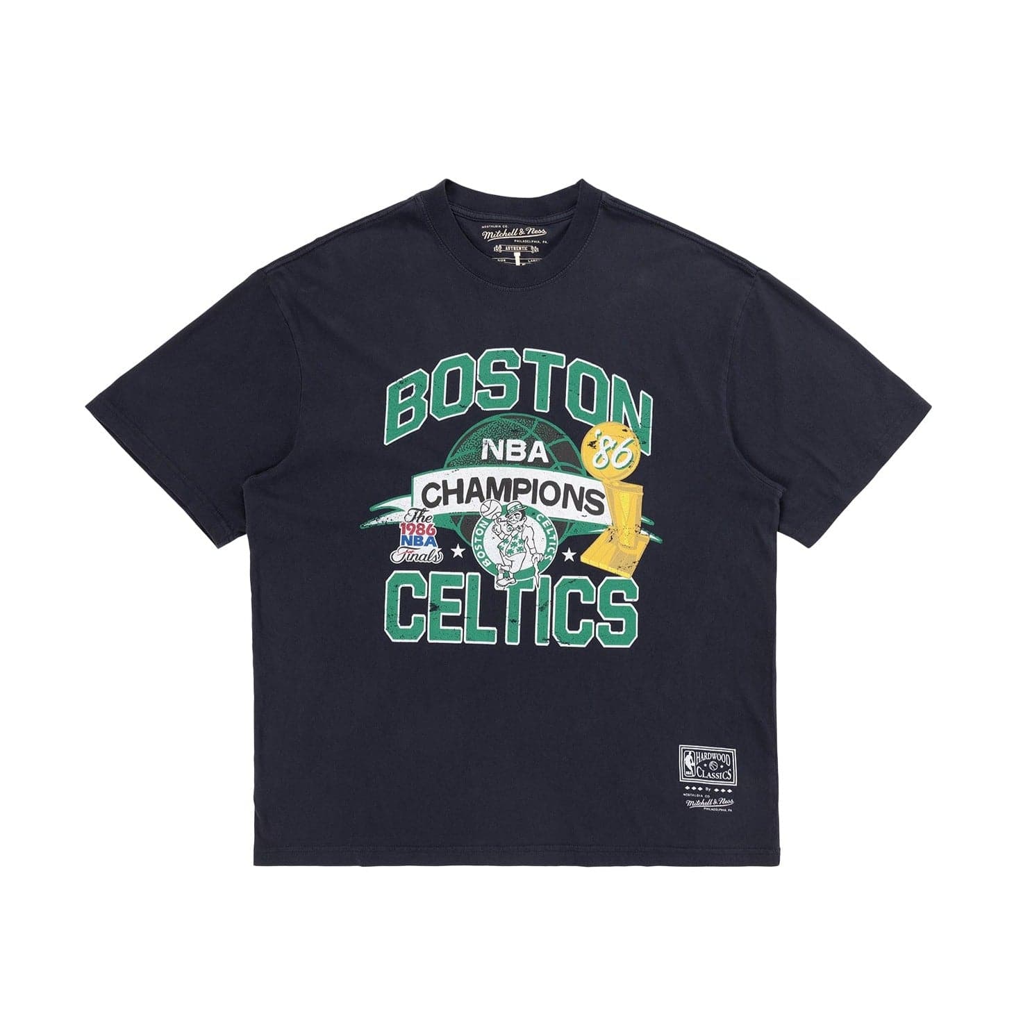 Mitchell And Ness T-Shirts Boston Celtics Mitchell & Ness NBA Champs History Vintage T-Shirt - Faded Black