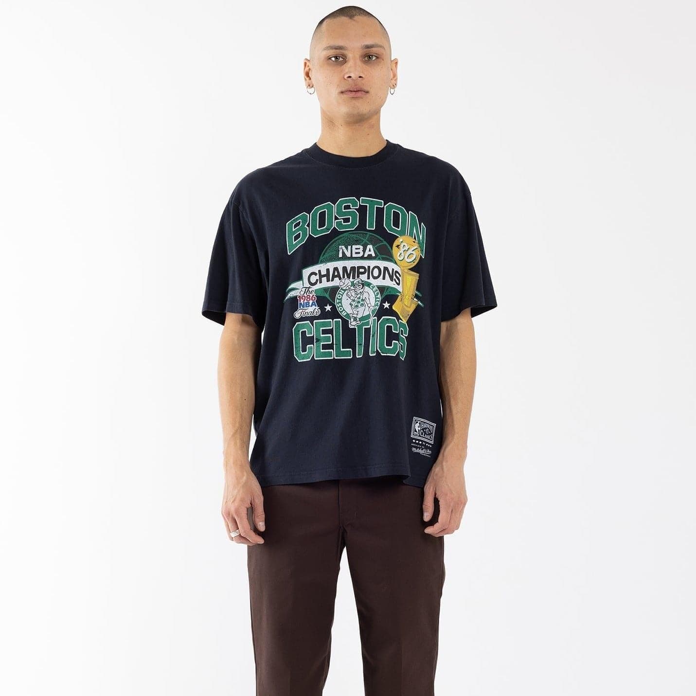 Mitchell And Ness T-Shirts Boston Celtics Mitchell & Ness NBA Champs History Vintage T-Shirt - Faded Black