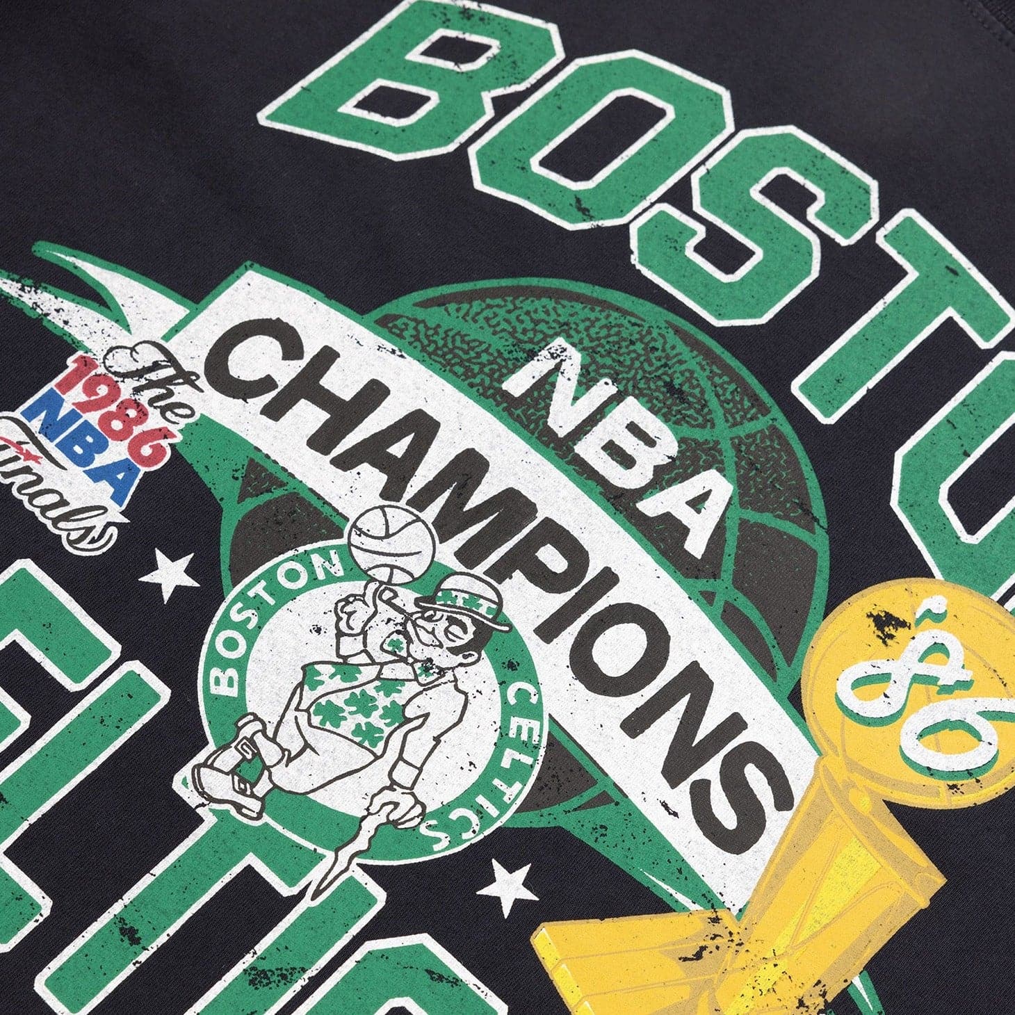 Mitchell And Ness T-Shirts Boston Celtics Mitchell & Ness NBA Champs History Vintage T-Shirt - Faded Black