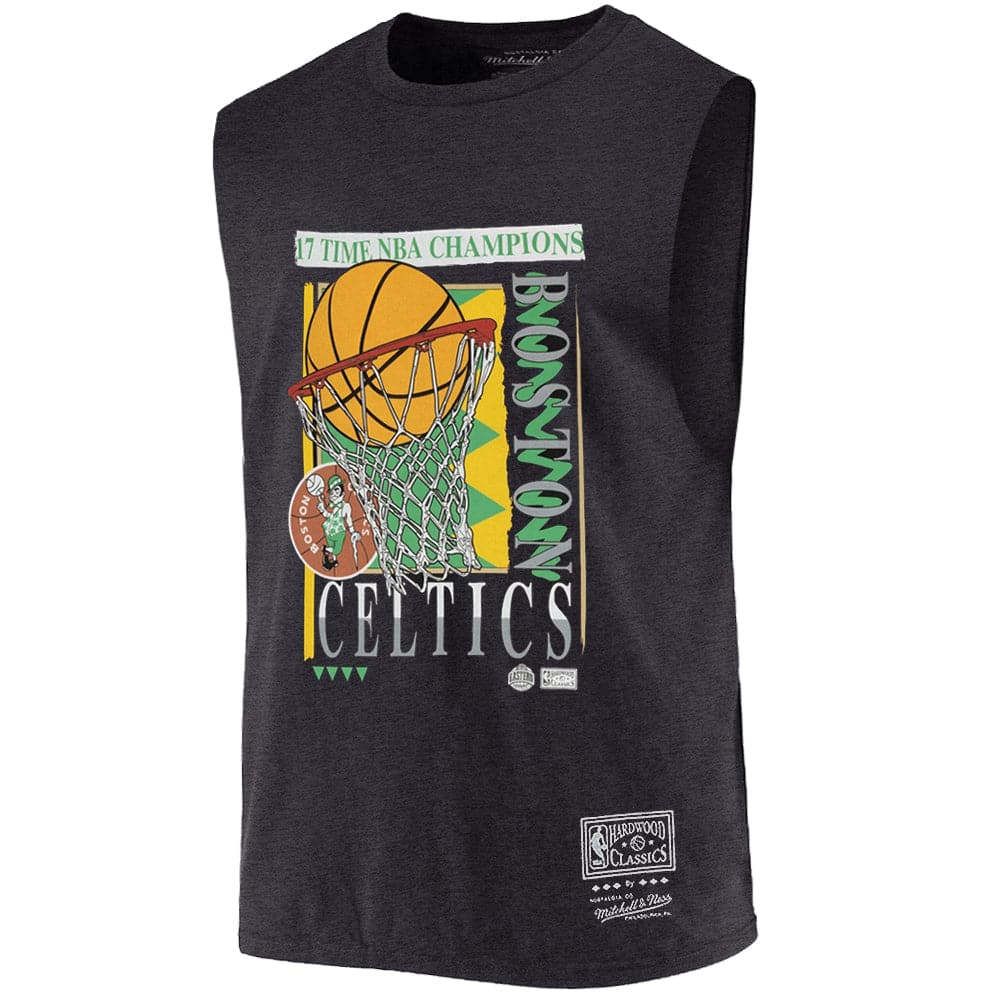 Mitchell And Ness T-Shirts Boston Celtics Mitchell & Ness NBA Champs Vibe Vintage Muscle T-Shirt - Faded Black