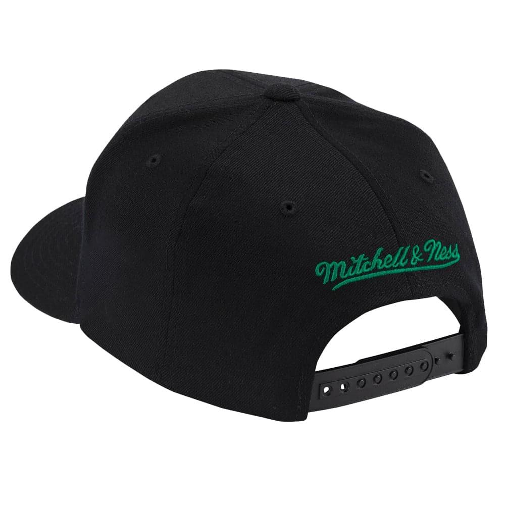 Mitchell And Ness Caps Boston Celtics Mitchell & Ness NBA Circle Weald 110 Curved Snapback Hat - Black