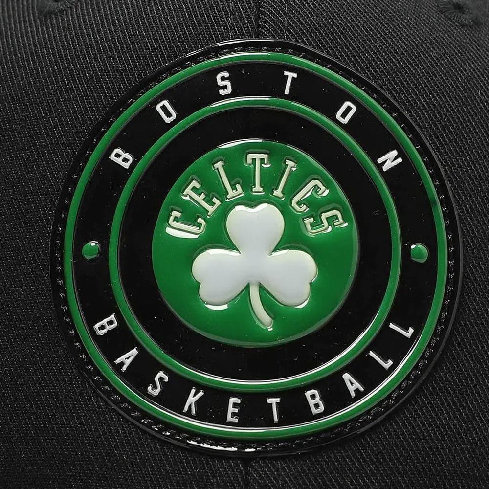 Mitchell And Ness Caps Boston Celtics Mitchell & Ness NBA Circle Weald 110 Curved Snapback Hat - Black
