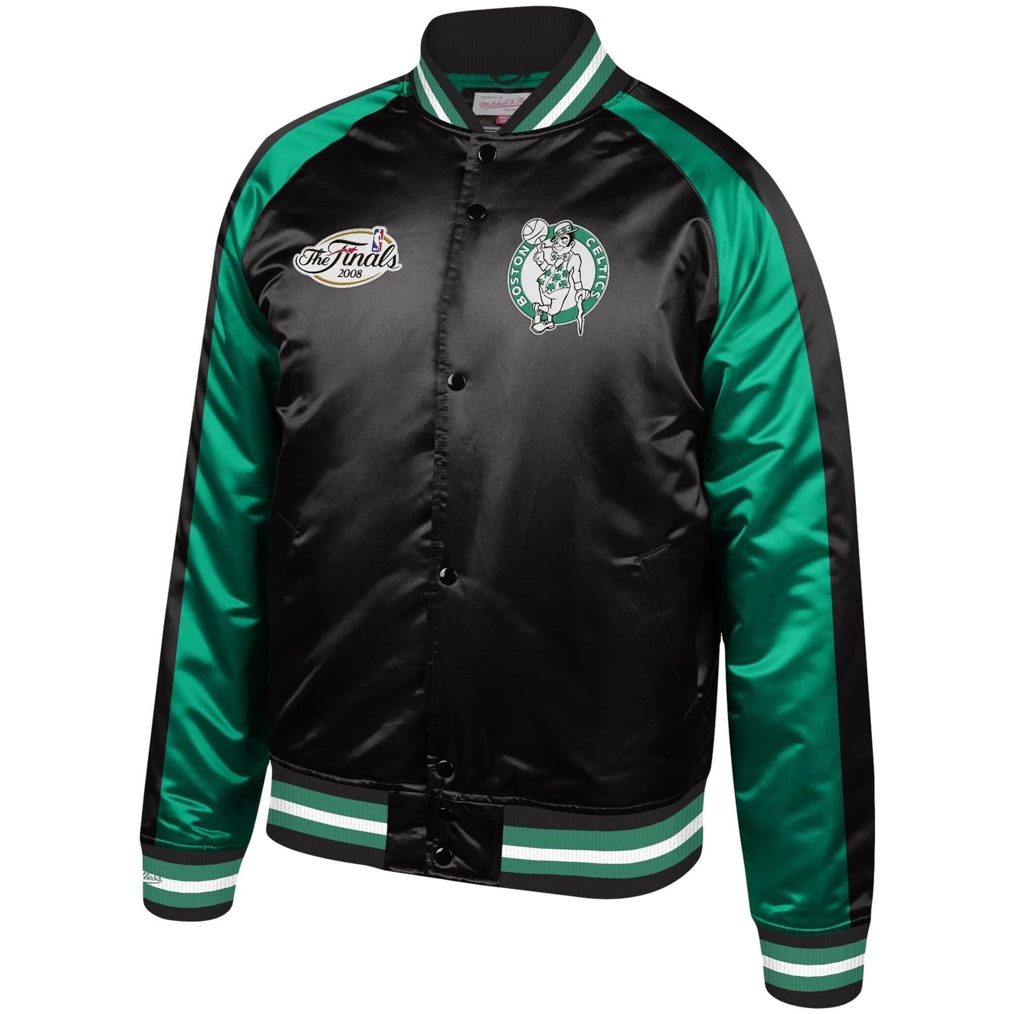Mitchell And Ness Jackets Boston Celtics Mitchell & Ness NBA Colour Blocked Satin Jacket - Black
