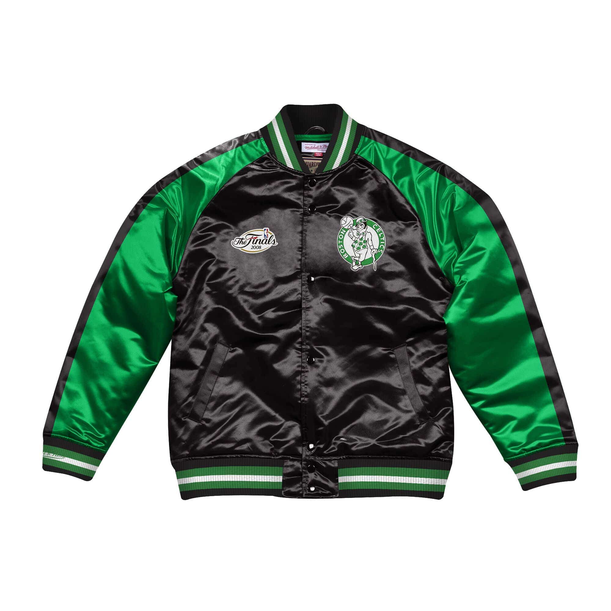 Mitchell And Ness Jackets Boston Celtics Mitchell & Ness NBA Colour Blocked Satin Jacket - Black