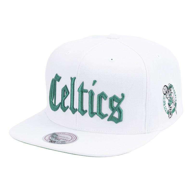 Mitchell And Ness Caps Boston Celtics Mitchell & Ness NBA Faded Gothic Snapback Hat - White
