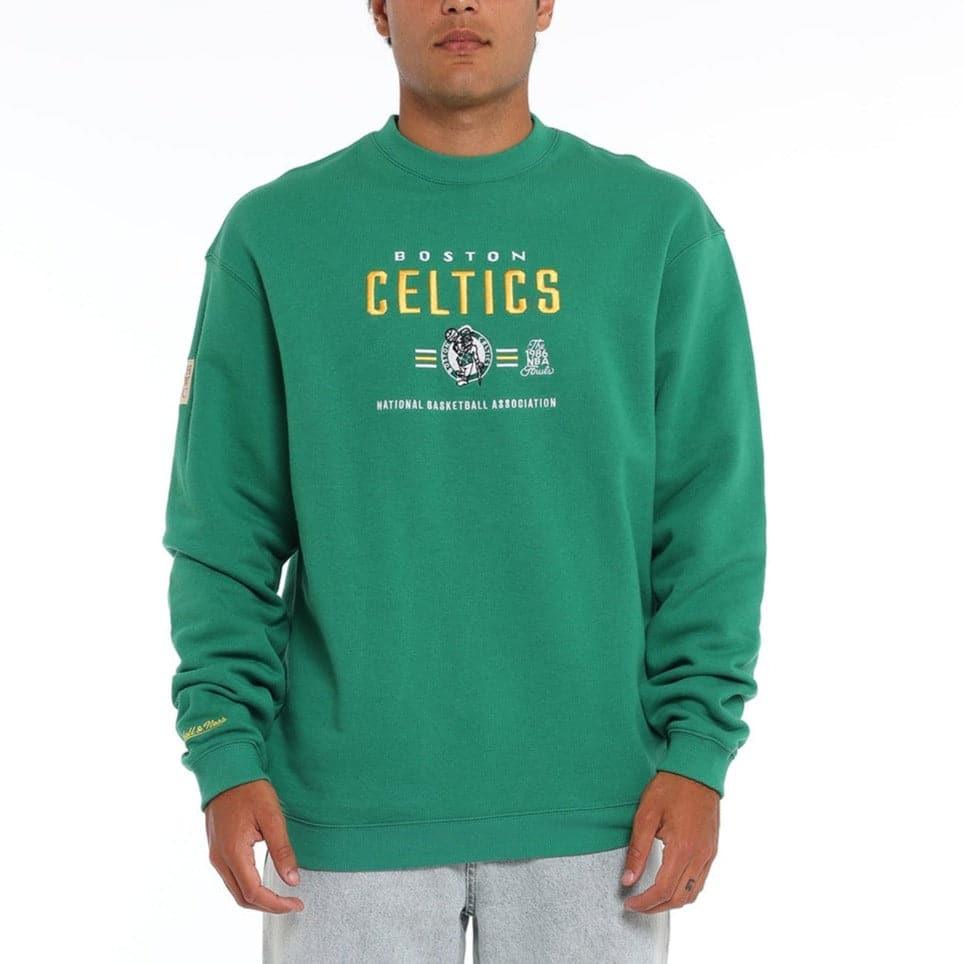 Mitchell And Ness Jumpers Boston Celtics Mitchell & Ness NBA Zone Vintage Crew Jumper - Faded Green