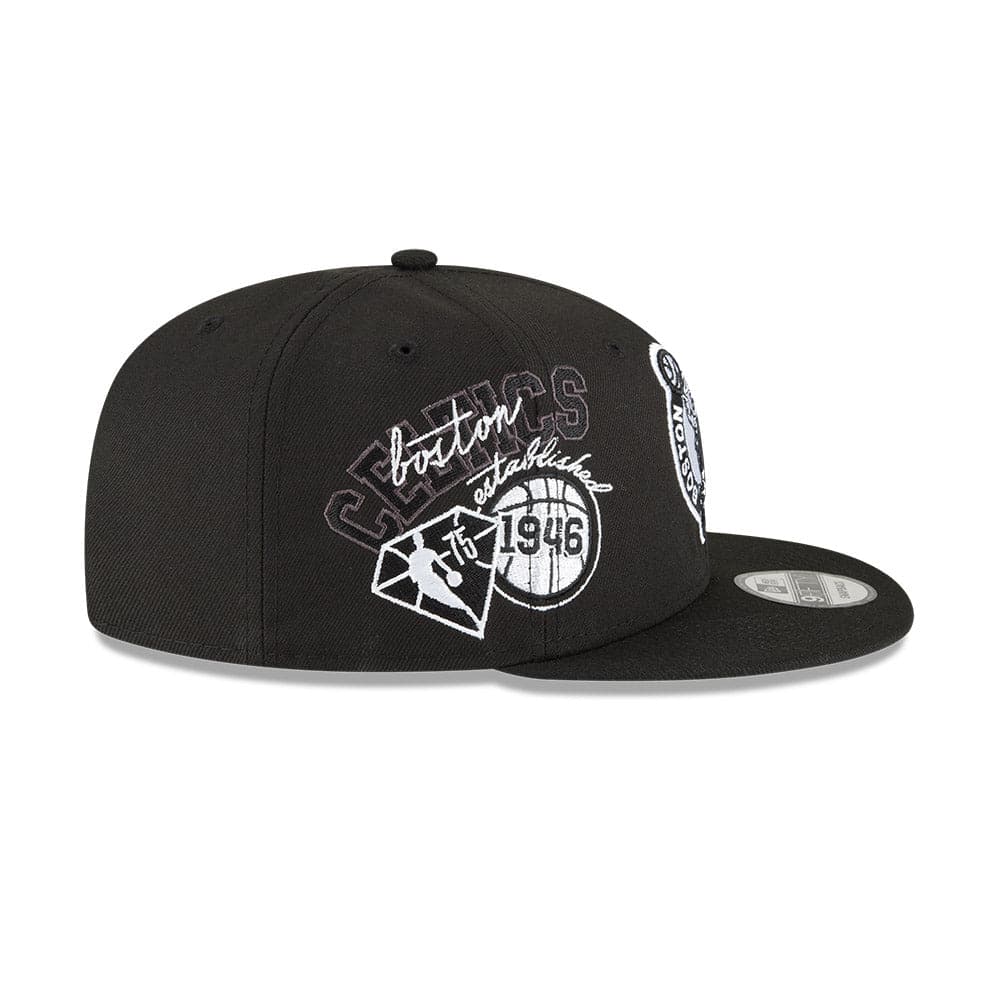 New Era Caps Boston Celtics New Era NBA 21-22 Back Half  Monochrome 9FIFTY Snapback Hat - Black