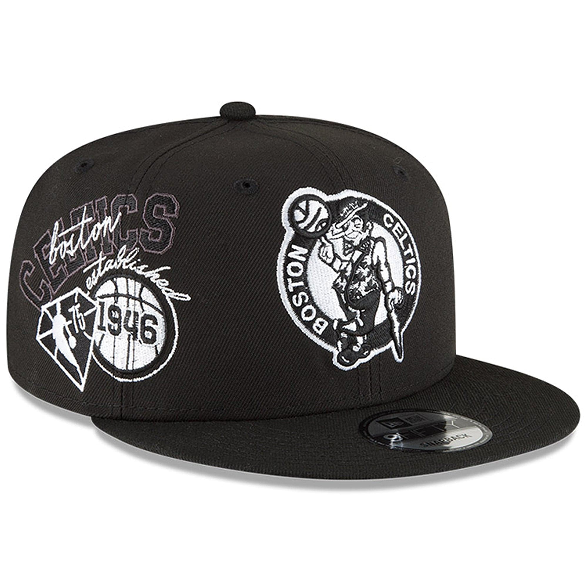 New Era Caps Boston Celtics New Era NBA 21-22 Back Half  Monochrome 9FIFTY Snapback Hat - Black
