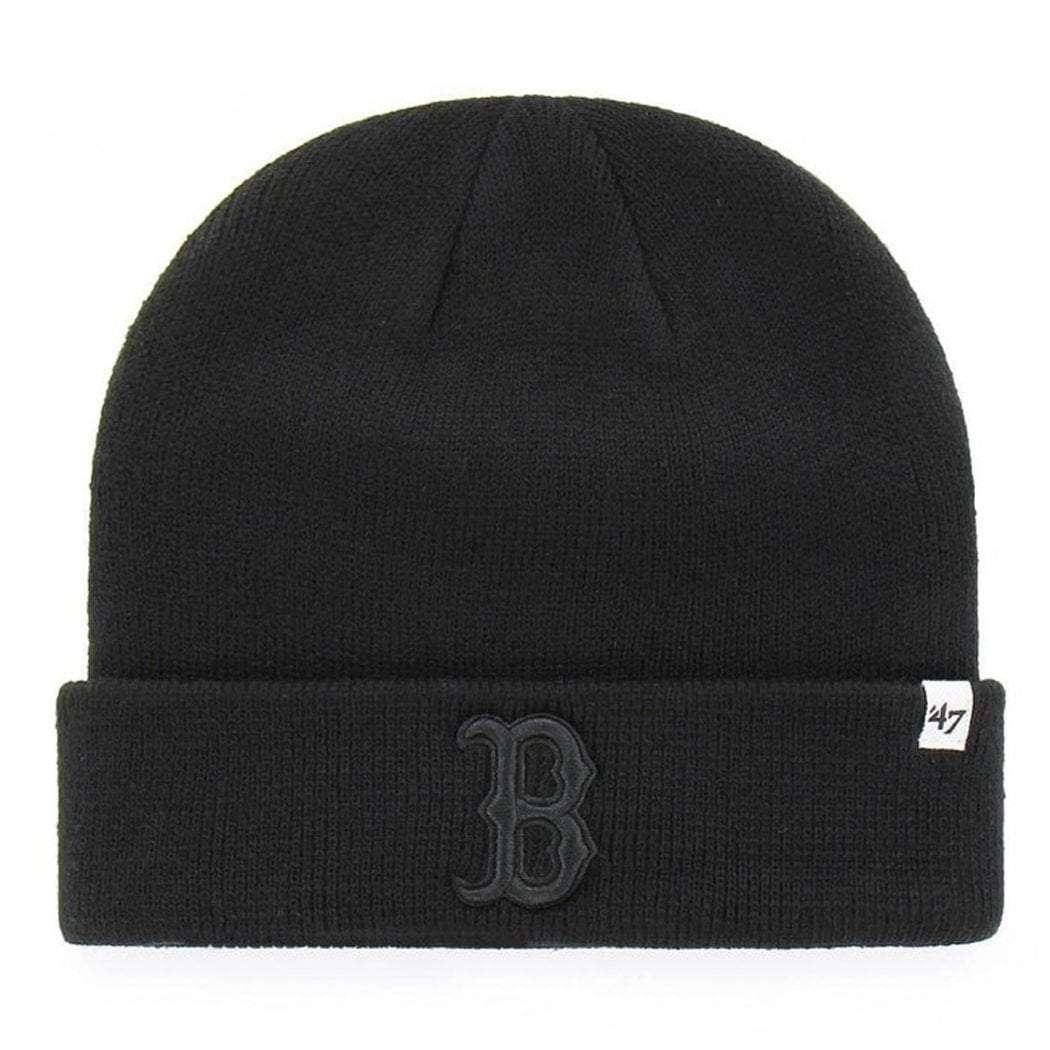 47 Brand Beanies Boston Red Sox '47 MLB Black On Black Raised Cuff Knit Beanie