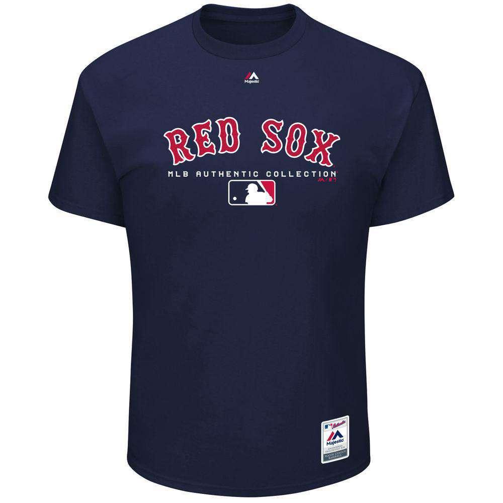Majestic Athletic T-Shirts Boston Red Sox Majestic MLB Authentic Team Drive T-Shirt - Navy
