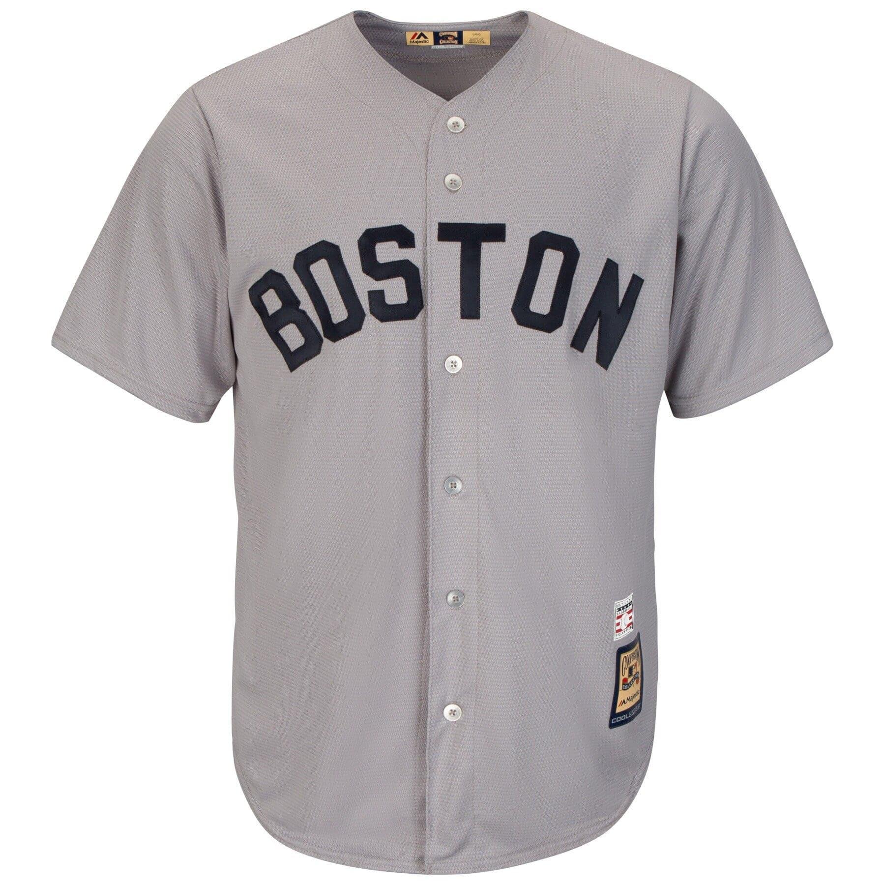 Majestic Athletic Jerseys Boston Red Sox Majestic MLB Cooperstown Cool Base Replica Jersey - Grey