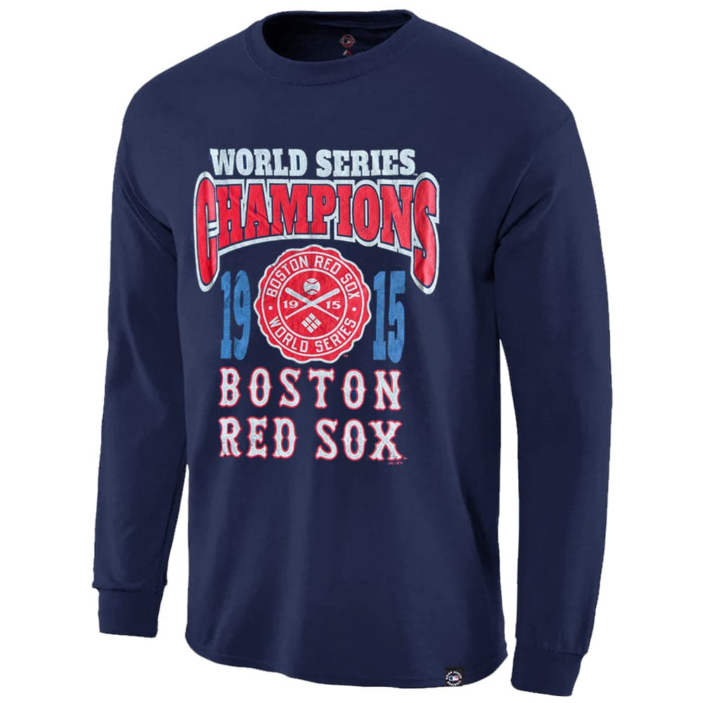 Majestic Athletic T-Shirts Boston Red Sox Majestic MLB World Series Long Sleeve Vintage T-Shirt - Navy
